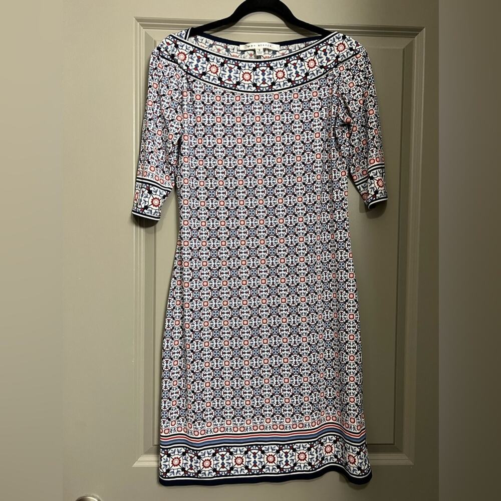 Max Studio Blue and Red Patterned Dress Like New - Picture 1 of 6